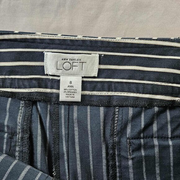 Ann Taylor Loft Black & White Checked Trouser Mid Rise Curvy Skinny Size 8 - Picture 3 of 9